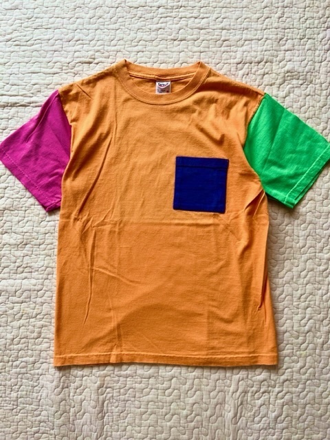 4色★クレイジーパターン 無地 ポケT Tシャツ M ビンテージ