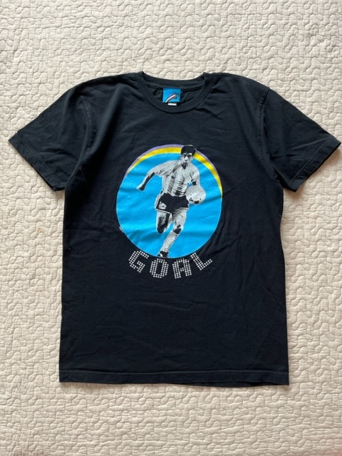 レア/USA製★ディエゴ マラドーナ Maradona アルゼンチン サッカー Tシャツ 黒 M ビンテージ