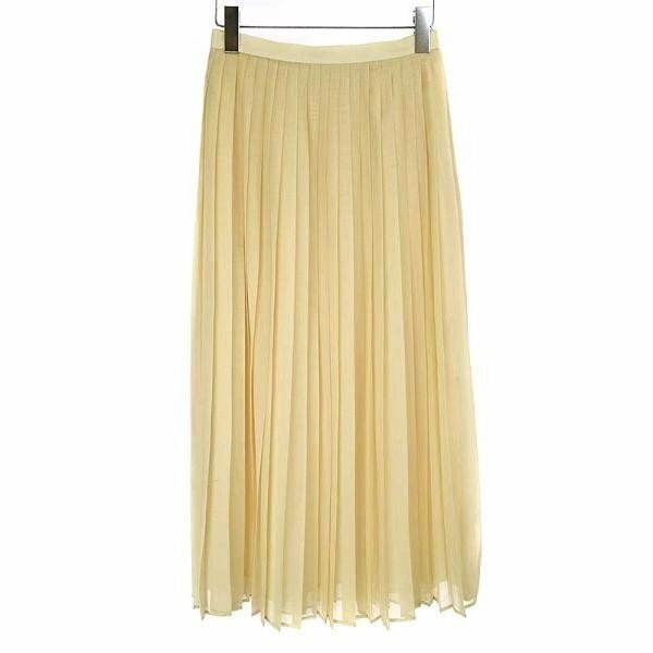 AURALEE オーラリー 20AW WOOL RECYCLE POLYESTER SHEER CLOTH PLEATED SKIRT シアースカート イエロー 0 レディース IT9U6X686DH4