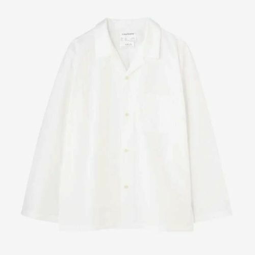 新品 YAECA CONTEMPO PAJAMA SHIRT L/S シルク オープンカラー シャツ ジャケット 52901 ヤエカ L オフホワイト