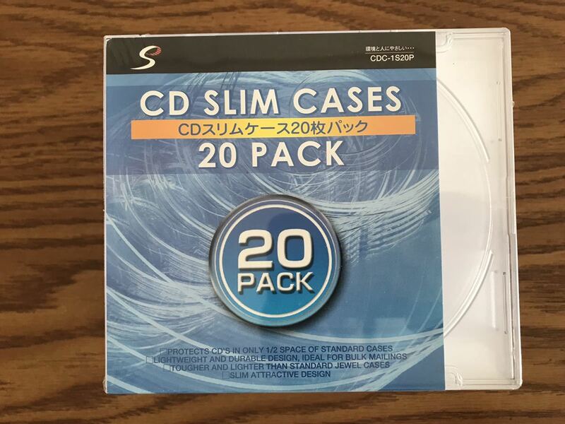 新品 未開封 CD スリム クリア プラケース 20枚 パック CD-R CD-RW DVD Blu-ray ブルーレイ