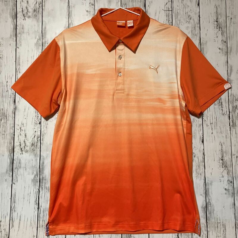 【PUMA GOLF】プーマゴルフ メンズ 半袖ポロシャツ Lサイズ オレンジ ストレッチ素材 送料無料