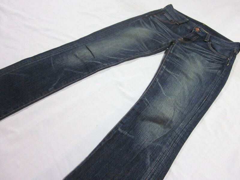 送料無料!!　日本製　Levi's　リーバイス　592　OW592-0001　加工　インディゴ　ストレッチ　デニム　ジーンズ　牛革パッチ　28　W約72CM