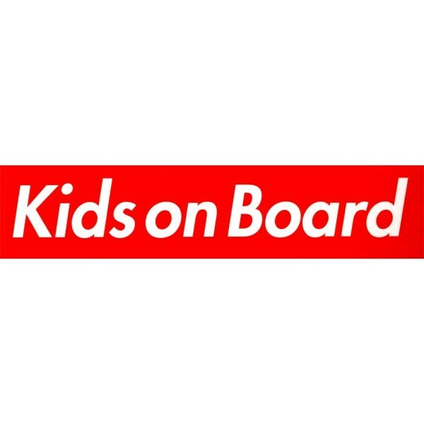 カーマグネット Kids on Board 箱枠 赤　(キッズインカー キッズオンボード Kids in car)
