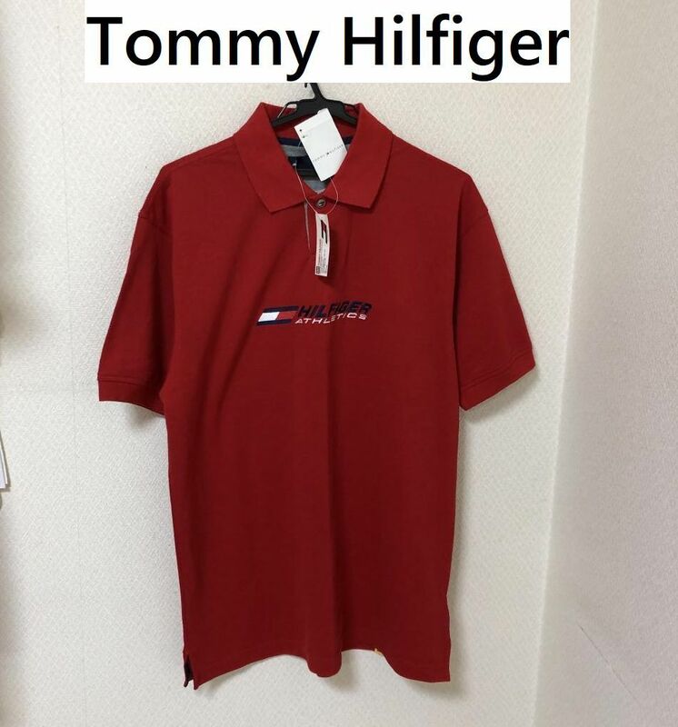 タグ付き　Tommy Hilfiger　トミー ヒルフィガー　メンズ　ポロシャツ　半袖　usa　L 　レッド　ゴルフウェア