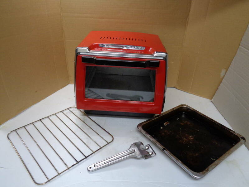 PEACE ピーステンピ 天火オーブン S-75 昭和 レトロ　平和金属製作所　レッド　調理器具