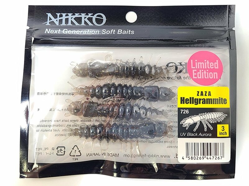 【新品】ニッコーワーム ZAZA ヘビトンボ 3inch 726（UVブラックオーロラ）日本製 | NIKKO WORM MADE IN JAPAN