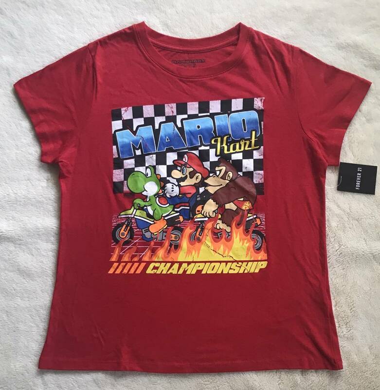 マリオカート Tシャツ 半袖 タグ付 新品同様 【 赤 レッド L 】MARIO KART　ヨッシー コング