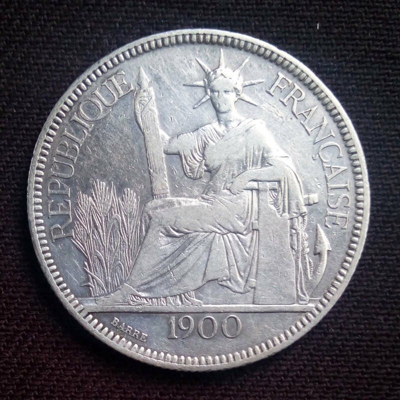 アンティーク銀貨　仏領インドシナ 1ピアストル銀貨 1900年 貿易銀