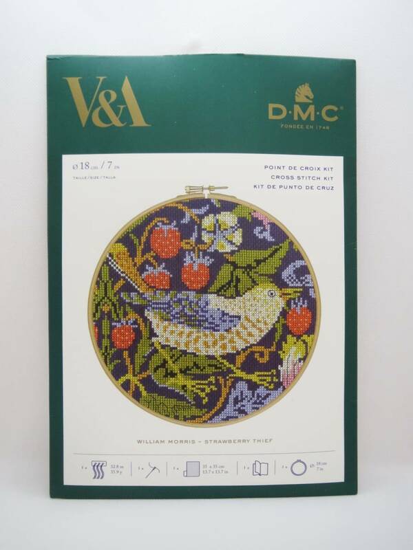 DMC クロスステッチキット　V.A　いちご泥棒　フープキット　William Morris　ウィリアムモリス　Strawberry Thief