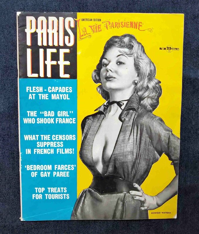 1954年 PARIS LIFE La Vie Parisienne 洋書 Monique Watteau 表紙 ピンナップガール/グラビア 女性モデル/ヴィンテージ メンズ マガジン