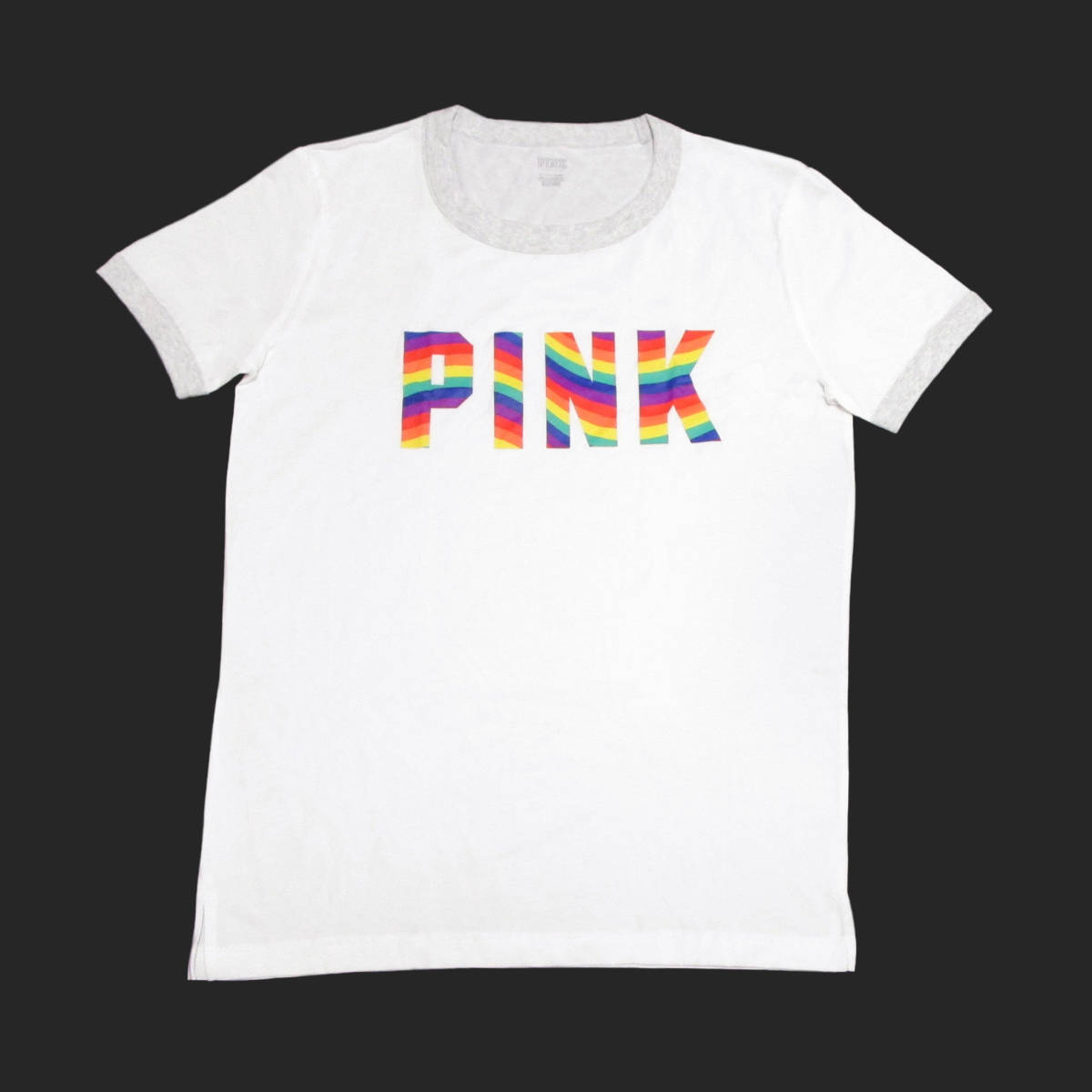 ★SALE★Victoria's Secret/ヴィクトリアシークレット/Pink/ピンク★リンガーTシャツ (White/Heather Grey/S)