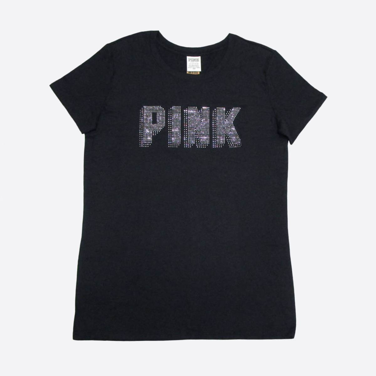 ★SALE★Victoria's Secret/ヴィクトリアシークレット/Pink/ピンク★ラインストーンロゴTシャツ (Black/S)