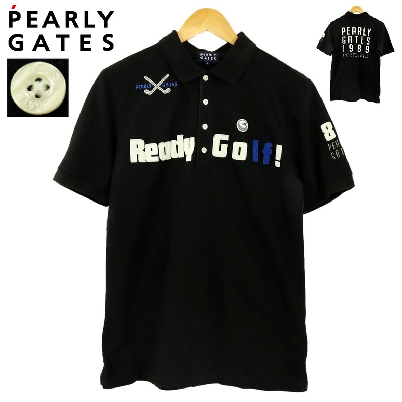 【B2338】PEARLY GATES パーリーゲイツ ポロシャツ ゴルフウェア ブラック メンズ サイズ5