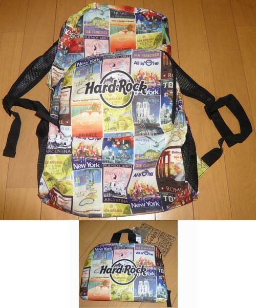 ☆HARD ROCK CAFE◆折りたたみリュック◆Backpackバックパック【新品・タグ付】ヴィンテージ☆ハードロックカフェ☆カバン★旅行