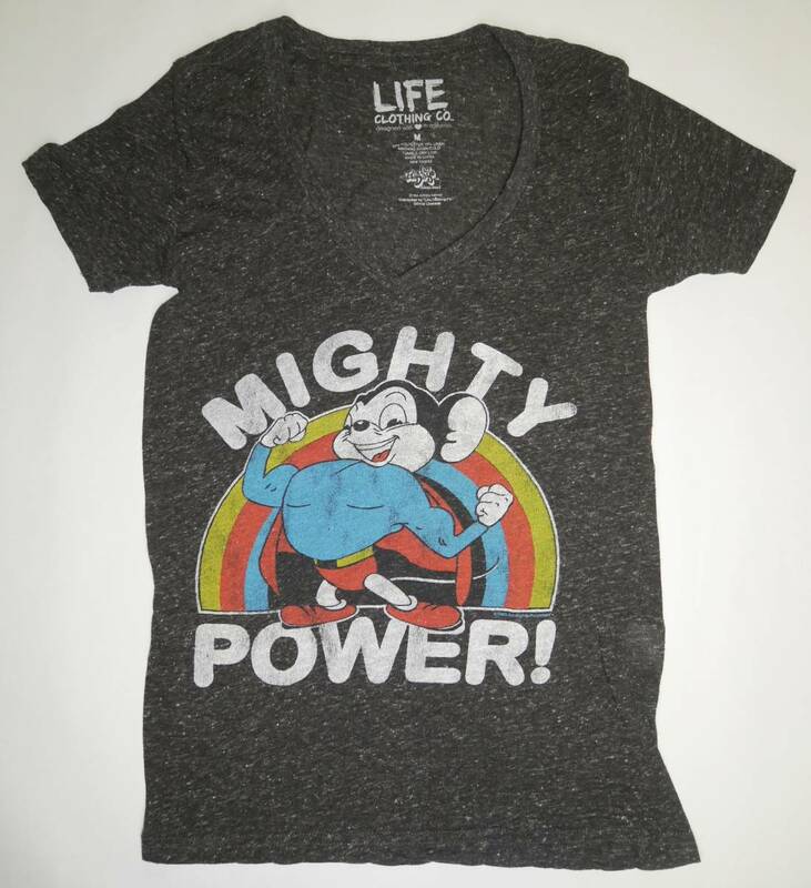 [LIFE CLOTHING CO] MIGHTY POWER　Tシャツ　Mサイズ　ダークグレー　伸縮素材　薄手