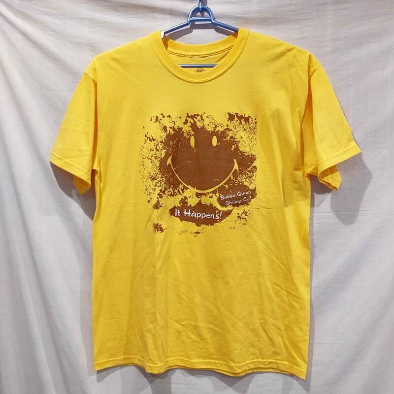 [フォレスト・ガンプ] ババ・ガンプ・シュリンプ 企業 Tシャツ スマイル SMILE ニコちゃん 黄色 イェローLサイズ トム・ハンクス
