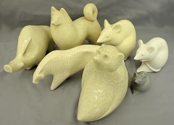 晃養陶苑 美濃焼 6箱まとめて 干支　置物　子　鼠　猿　猪　犬　虎　多治見　MINO WARE　made in Japan