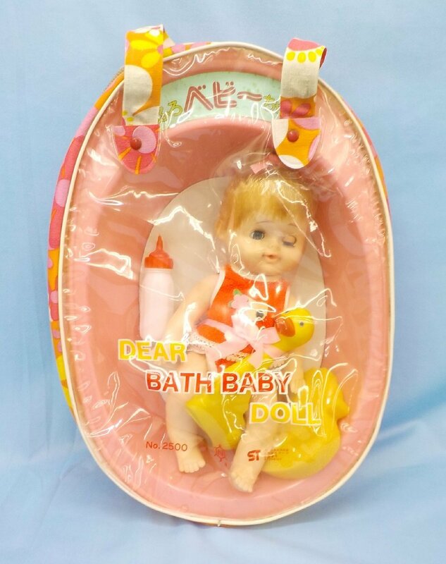◆人形 亀マーク おふろベビーちゃん 中嶋製作所 昭和レトロ 未使用品 ベビー人形 ケース汚れあり