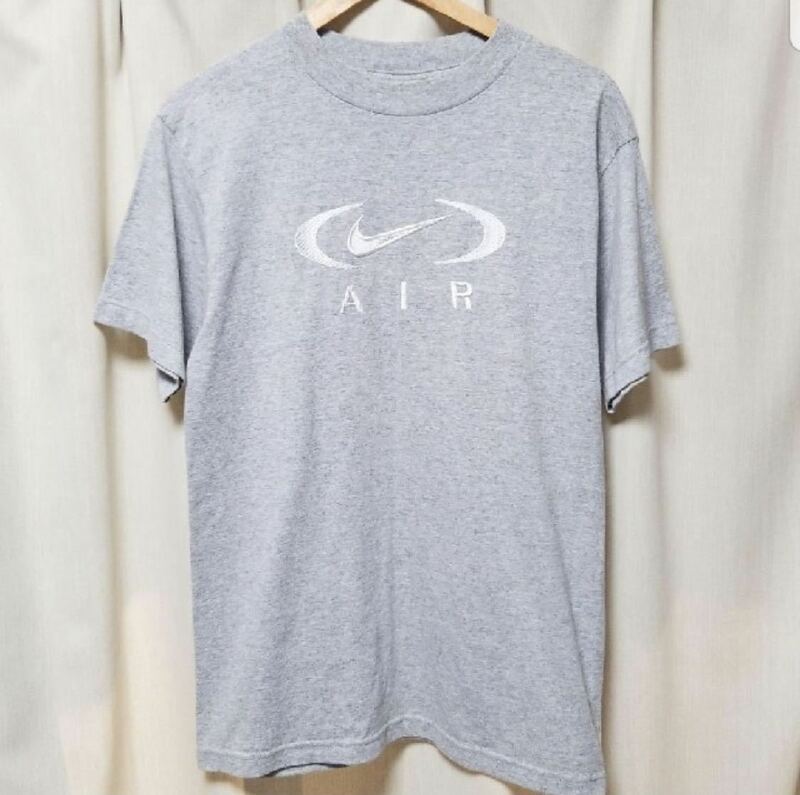 希少 90s 刺繍ロゴ ヴィンテージ NIKE デカロゴ Tシャツ AIR ゆるめ 銀タグ ナイキ