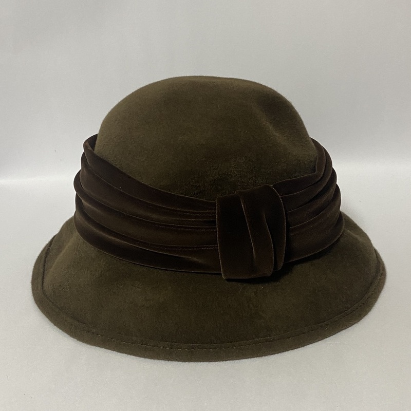 ポーランド製 ビンテージ▽MAISON DE LILIANA メゾンドリリアナ リボン フェルトハット 帽子 ヘッドドレス 約57cm 茶色 ブラウン