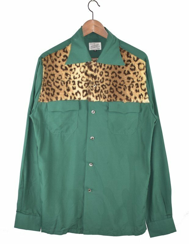PSYCHOCREW/サイコクルー　レオパードロングスリーブシャツ　サイズ：M　カラー：グリーン