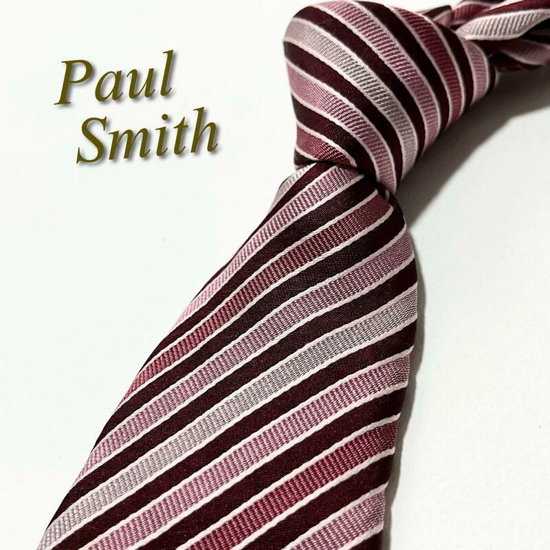 【美品】Paul Smith ポールスミス ネクタイ マルチストライプ柄 メンズ スーツ レジメンタルストライプ ハイブランド 高級 ブランドロゴ