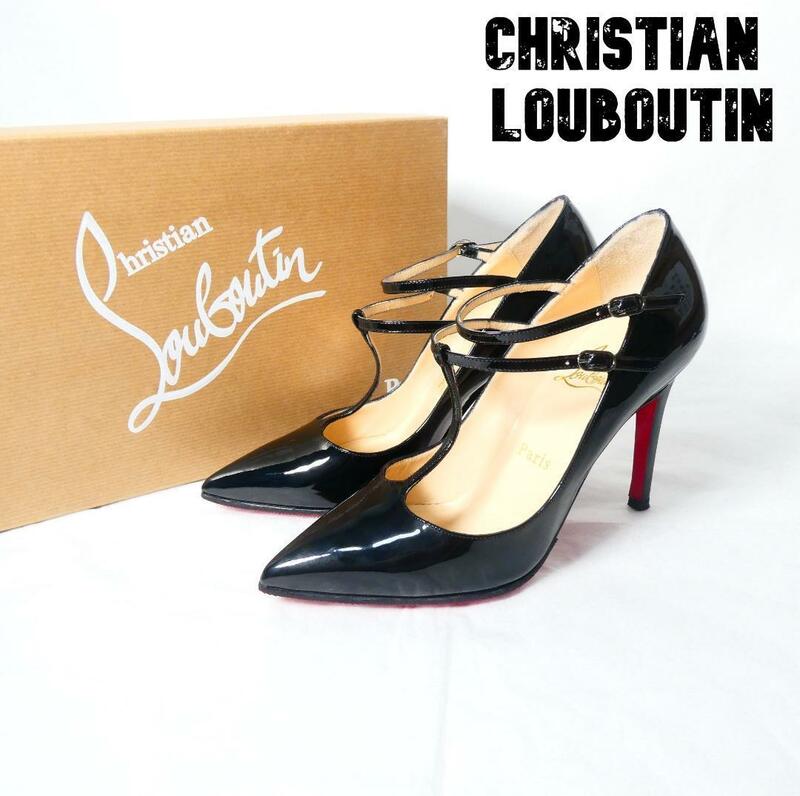 極美品 Christian Louboutin クリスチャンルブタン サイズ36 23㎝ ポインテッドトゥ ハイヒール パンプス パテントレザー 黒 ブラック