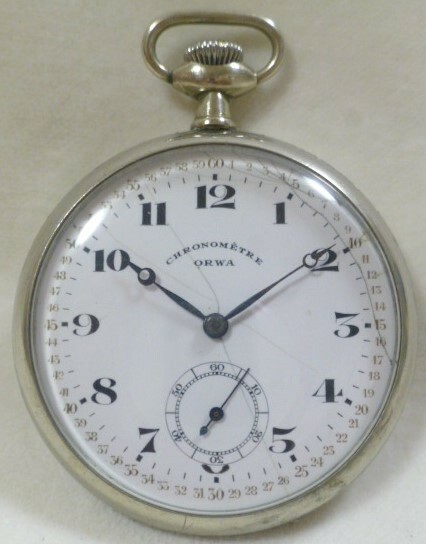 オルワ / ORWA / 懐中時計 ◆ クロノメーター / 白銅片蓋側 / 提げ時計 ◆ ゼンマイ切れ / 要修理 ◆ アンティーク