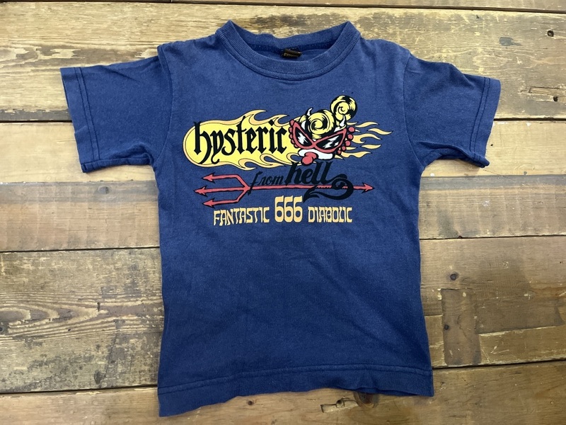 キッズ HYSTERIC MINI ヒステリックミニ 半袖Tシャツ Tシャツ 95cm ネイビー 両面プリント コットン used