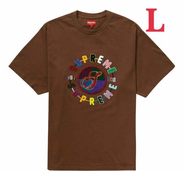 【L】Supreme Chenille Crest S/S Top Brown Tee Tシャツ