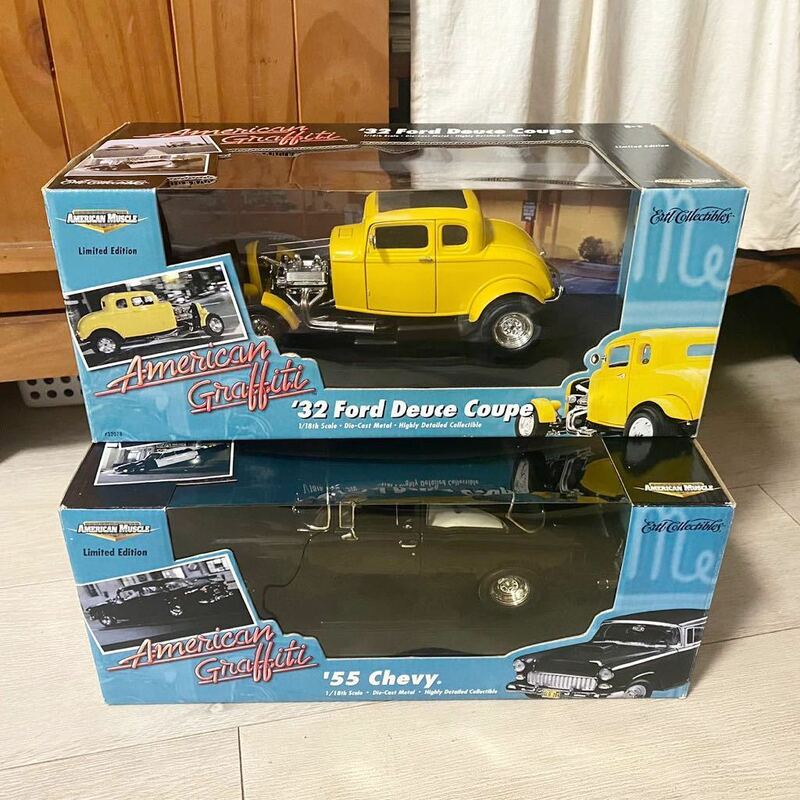 ERTL 1/18 American Muscle American Graffitiアメリカングラフィティ '32 Ford Deuce Coupe '55 Chevy アメグラ