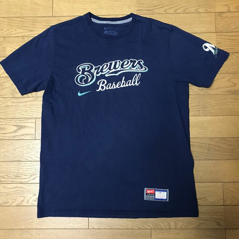 MLB MILWAUKEE BREWERS MEN’S SHORT SLEEVE T-SHIRTS (NIKE) size-L(着丈71身幅54) 中古 送料無料 NCNR