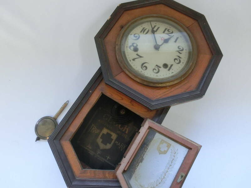 十字印製 TRADE MARK ANSONIA MODEL 古時計 アンティーク 柱時計