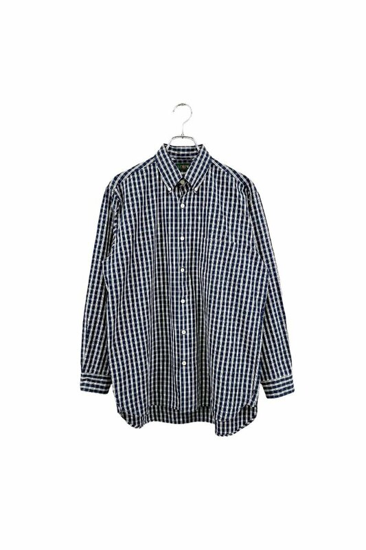 90‘s J.CREW navy check shirt ジェイクルー BD長袖シャツ ボタンダウン トップス ネイビー チェック柄 サイズS ヴィンテージ ネ