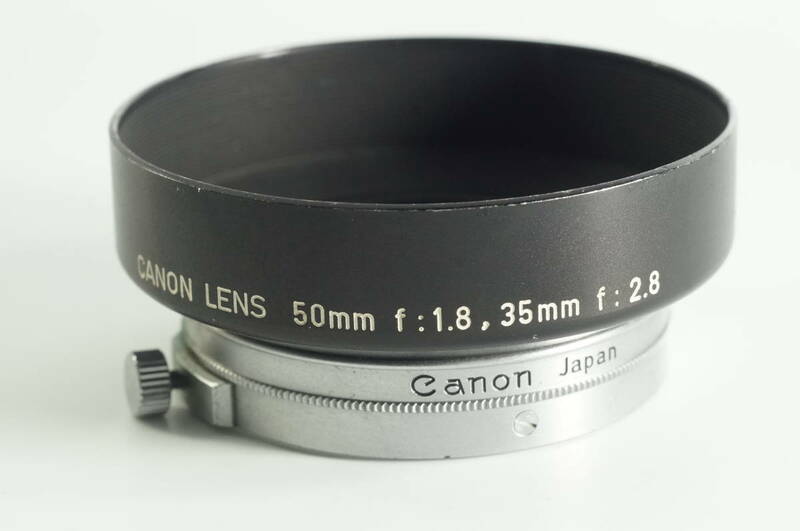 plnyeA008[並品 送料無料]CANON LENS 50mm F1.8 Ⅱ型、Ⅲ型用 35mm F2.8 Ⅱ型用 キヤノン メタル レンズフード レンジファインダー用