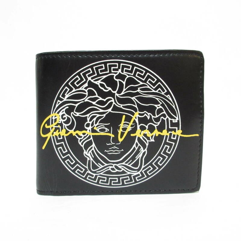 新品メンズVERSACEイタリア製メデューサ黒レザー二つ折り財布