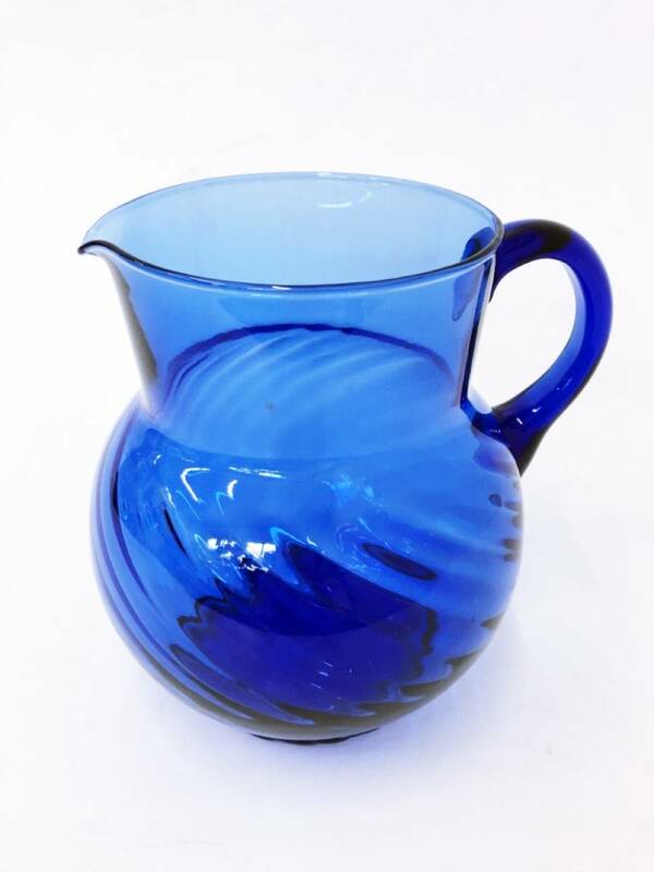 ガラスピッチャー 水差し 水瓶 デカンタ デキャンタ 花瓶 花入れ 青ガラス ガラス製 ガラスポット 青 ブルー インテリア