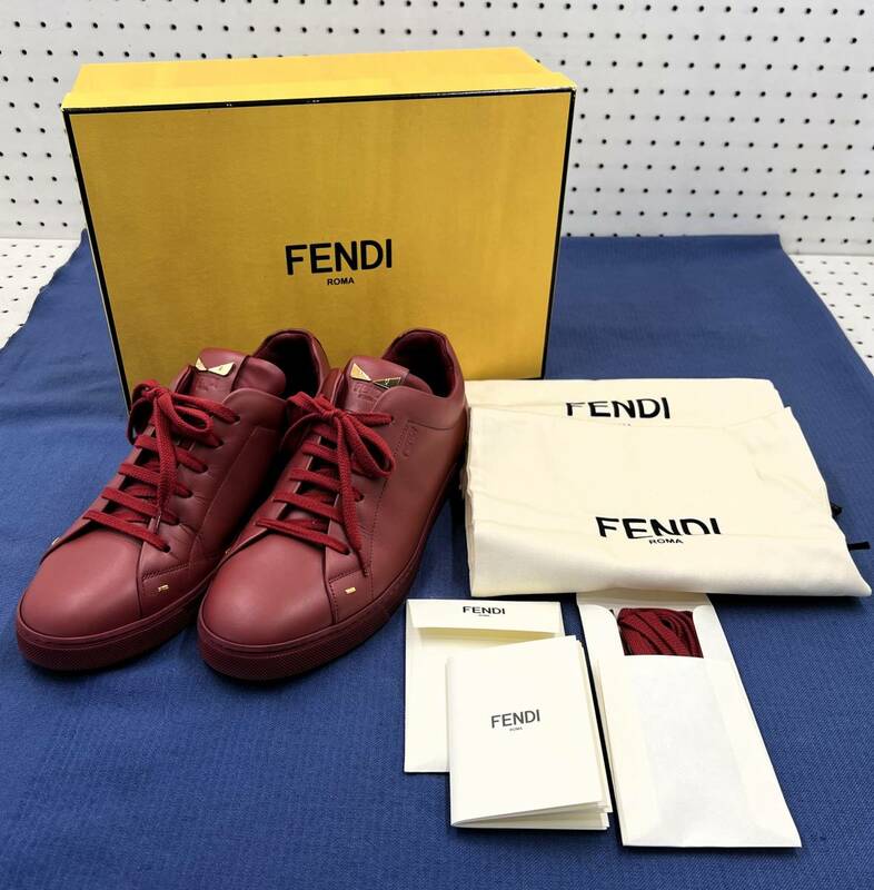 【M】FENDI モンスター バグズアイ スニーカー 靴 7E1075 レッド メンズ 7(約26cm)元箱あり フェンディ
