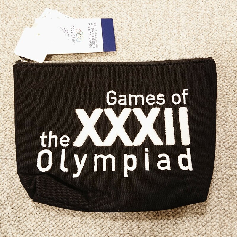 【送料無料】【未使用品タグ付き】 東京オリンピック2020公式ライセンス商品 ポーチ 黒 ローマ数字 相良刺繍