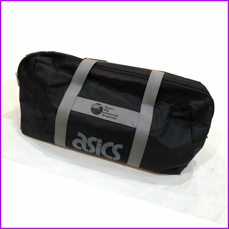 ●asics/アシックス● ボストンバッグ ブラック ロゴ 旅行鞄
