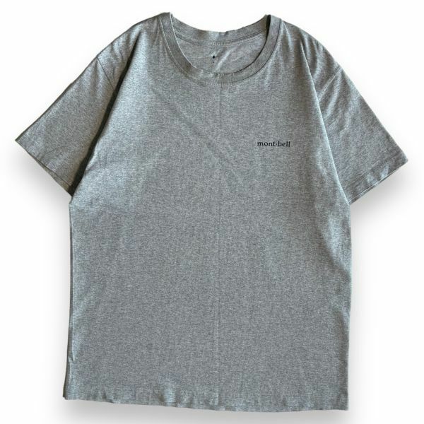 mont bell モンベル 442139902 半袖 プリント ワンポイント ロゴ コットン Tシャツ 丸首 トップス カットソー L グレー