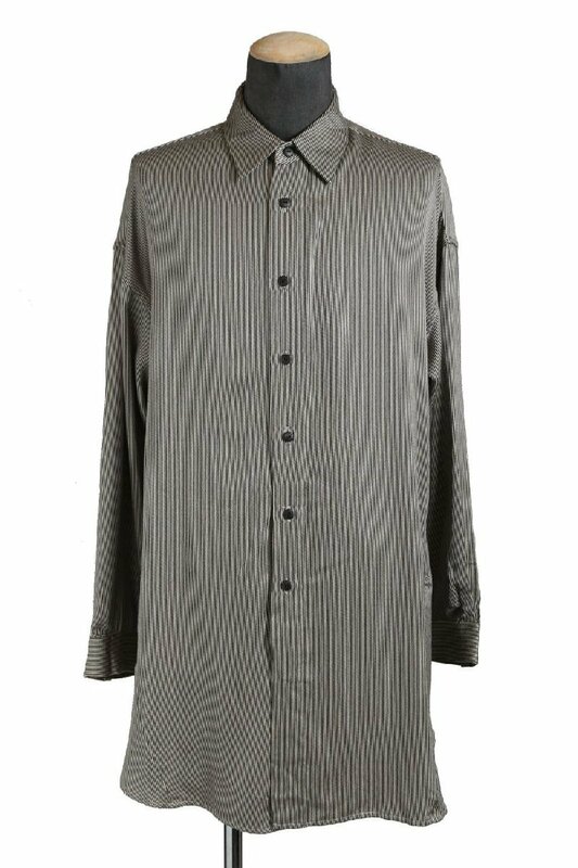 イサムカタヤマバックラッシュ / 美品 オーバーサイズ ストライプ ロングシャツ / size S (BLACK) 1886-03