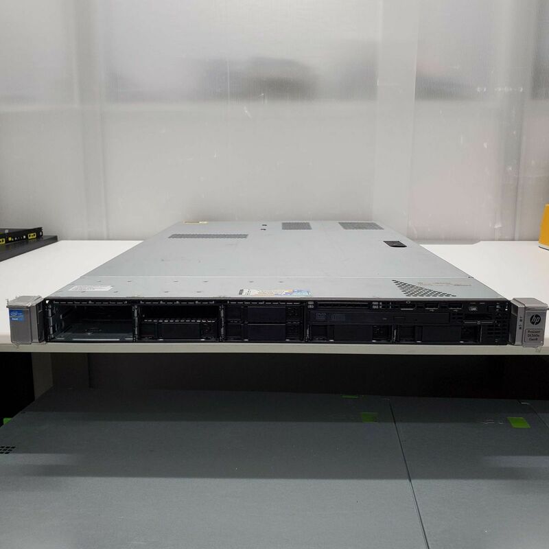 @XT0575 秋葉原万世鯖本舗 【現状品・複数在庫有】1U HPE ProLiant DL360e Gen8 8SFF Xeon-E5-2403 v2 4コア/Mem-16GB/HDD無し/DVD/電源1基