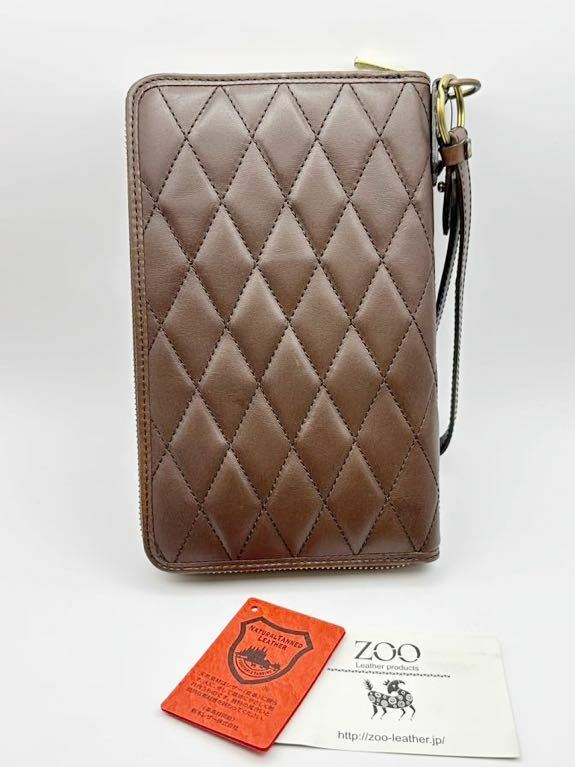 5-30 未使用 ZOO ズー 大型 ベアー ウォレット ZLW-038 ブラウン 長財布 ロング ラウンド ジップ 本革 栃木 レザー 日本製 パスポート