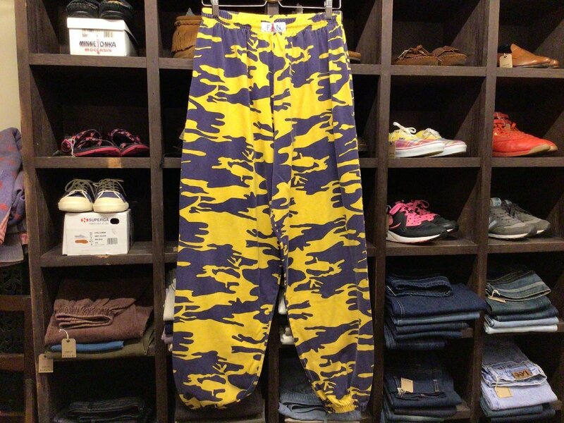 90’S MADE IN USA FAN YELLOW CAMO WIDE JOGGER PANTS SIZE L アメリカ製 ファン イエロー カモ ワイド ジョガー パンツ カモフラ 迷彩