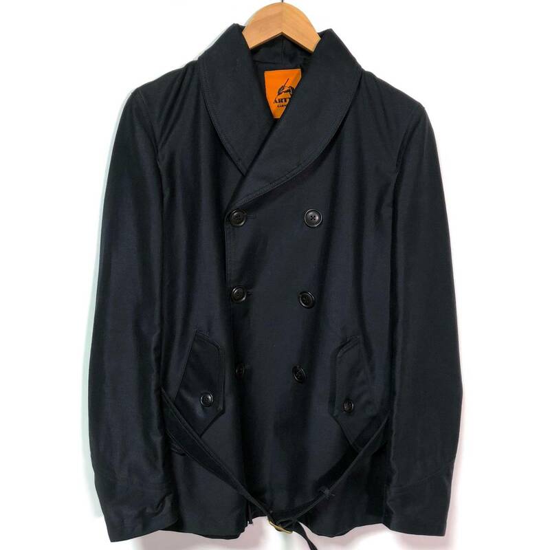 上質◆高級◆ARTYZ アーティーズ GARMENYS Pコート ピーコート ジャケット Mサイズ /紺 ネイビー ベルト付き/トレンチコート