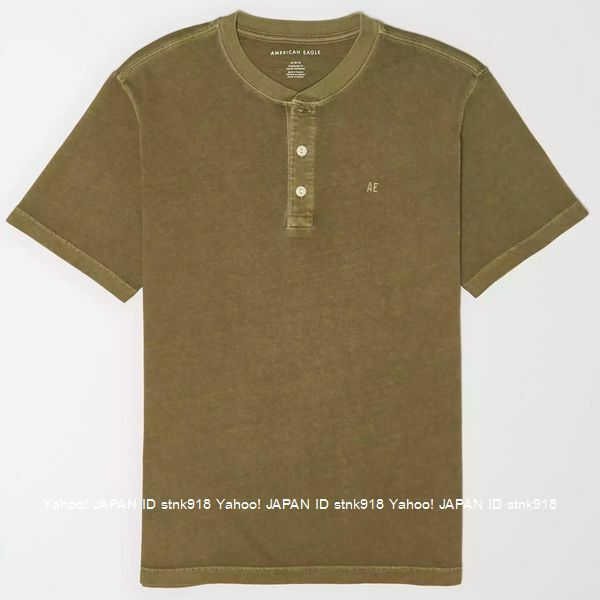 〓アメリカンイーグル/US XXL/AE Super Soft Icon ヘンリーTシャツ/Olive