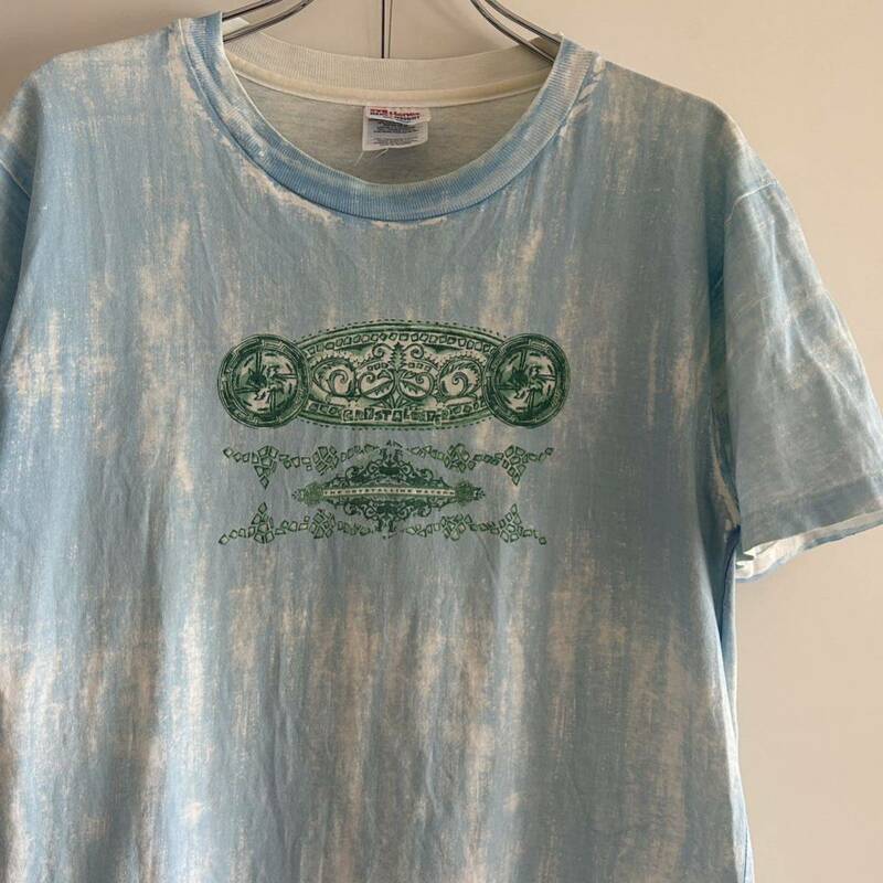90s THE CRYSTALLINE WATERS USA製 プリントTシャツ M 袖裾シングル オールオーバープリント 企業 アート 古着 オリジナル ヴィンテージ