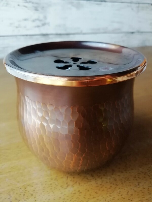 銅製 茶こぼし 茶殻入れ こぼし 槌目 茶道具 銘入り 送料込み